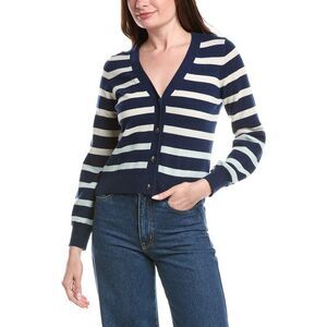 &Isla Womens  Karla Stripe Cashmere Cardigan, Navy